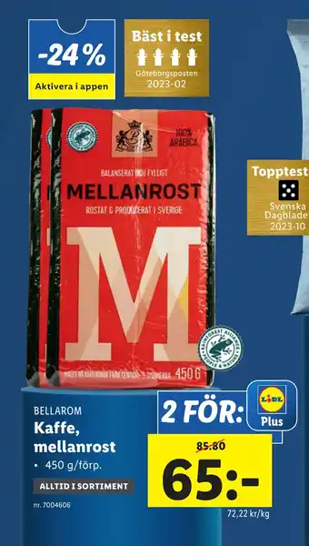 Lidl Kaffe, mellanrost erbjuda