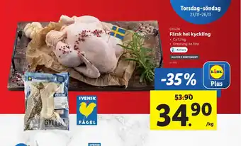 Lidl Färsk hel kyckling erbjuda