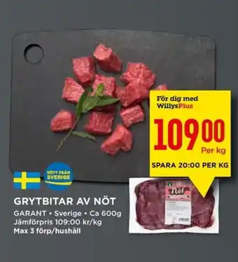 Willys GRYTBITAR AV NÖT erbjuda