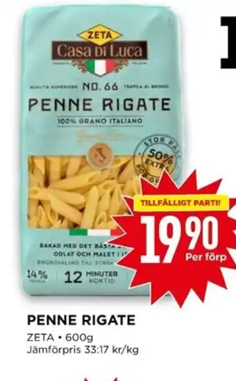 Willys PENNE RIGATE ZETA 600g erbjuda
