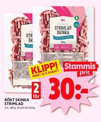 ICA Kvantum RÖKT SKINKA STRIMLAD erbjuda