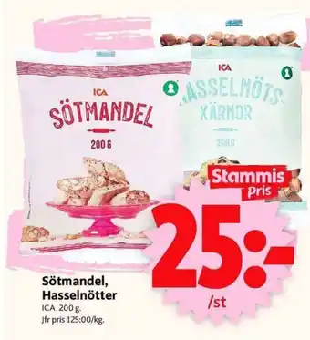 Sötmandel, Hasselnötter