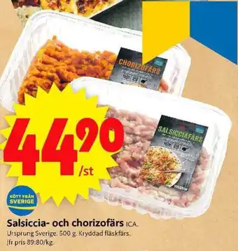 ICA Supermarket Salsiccia- och chorizofärs erbjuda