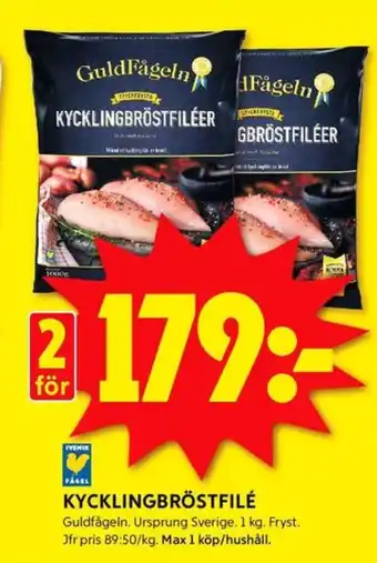ICA Kvantum Guldfågeln kycklingbröstfilé erbjuda