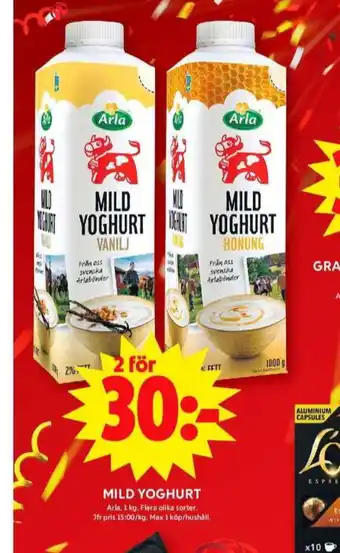 ICA Maxi Arla yoghurt erbjuda