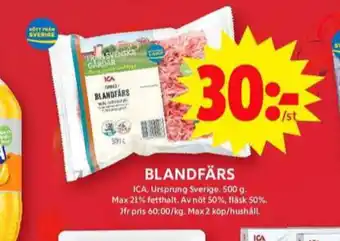 ICA Maxi Ica blandfärs max 22% erbjuda