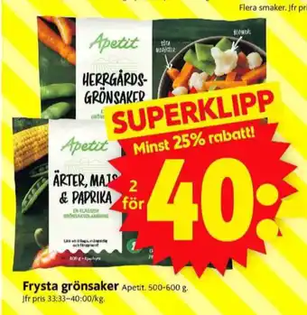 ICA Supermarket Apetit grönsaker erbjuda