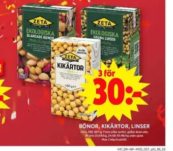 ICA Maxi Zeta bönor erbjuda