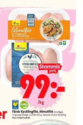 ICA Supermarket Kronfågel kycklingfilé erbjuda