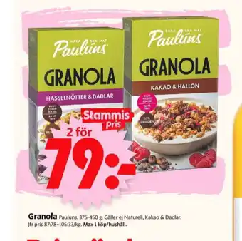 ICA Supermarket Paulùns granola erbjuda