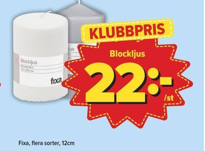 Östenssons Blockljus Fixa erbjuda