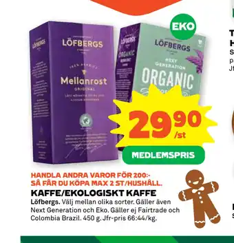 Stora Coop Kaffe/ekologiskt kaffe erbjuda