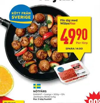Willys Hemma Nötfärs erbjuda