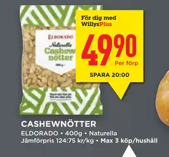Willys Hemma Cashewnötter erbjuda