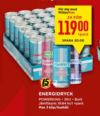 Willys Energidryck erbjuda