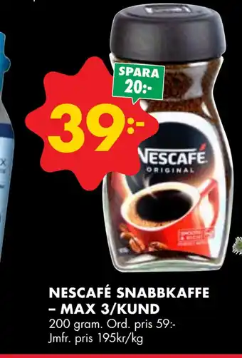 ÖoB Nescafé snabbkaffe - max 3/kund erbjuda