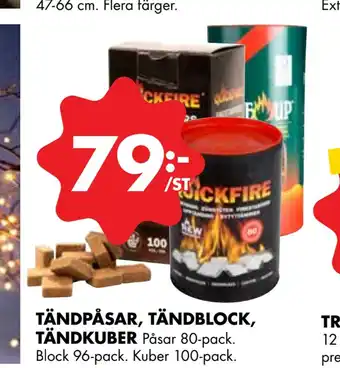 Tändpåsar, tändblock, tändkuber