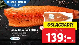 Lidl Leröy färsk lax helsida erbjuda