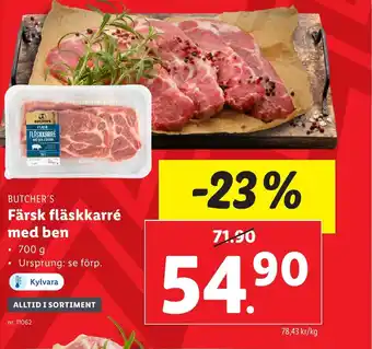 Lidl BUTCHER'S Färsk fläskkarré med ben erbjuda