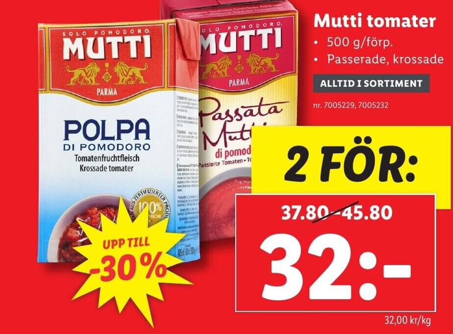 Lidl Mutti tomater erbjuda
