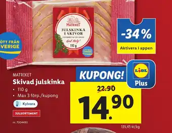 Lidl MATRIKET Skivad julskinka erbjuda