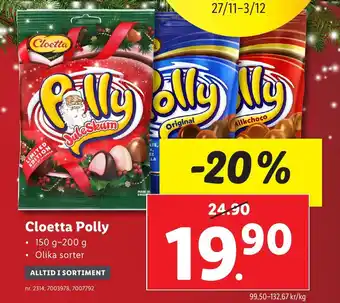 Lidl Cloetta Polly erbjuda