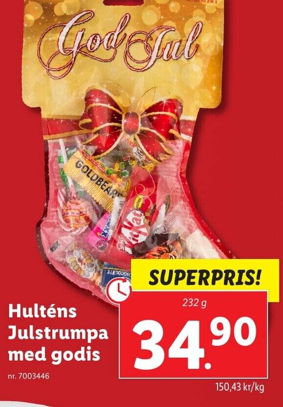 Lidl Hulténs Julstrumpa med godis erbjuda
