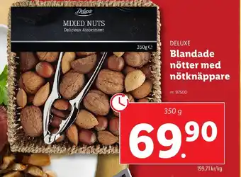 Lidl DELUXE Blandade nötter med nötknäppare erbjuda