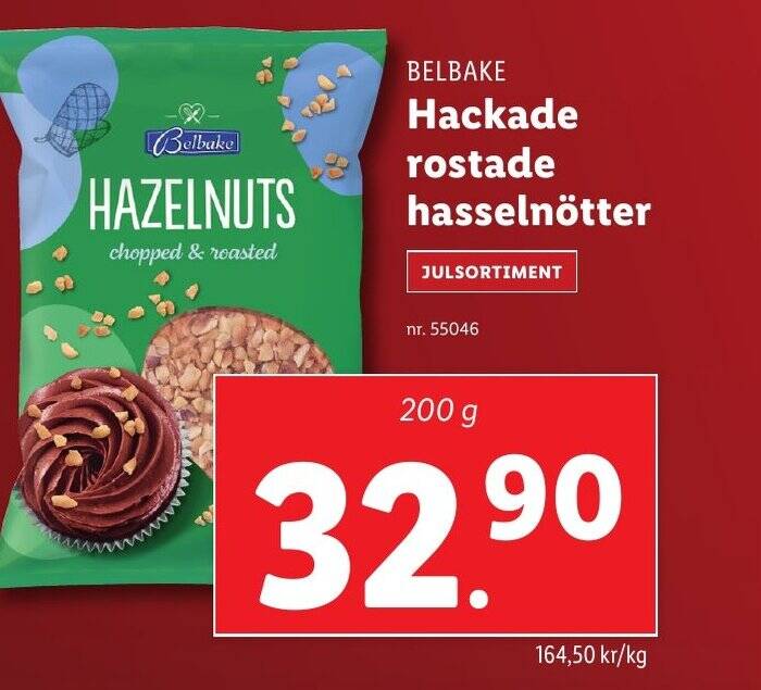 Lidl BELBAKE Hackade rostade hasselnötter erbjuda