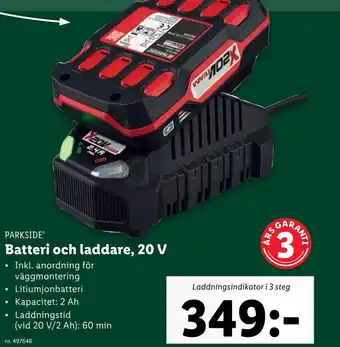 Lidl PARKSIDEⓇ Batteri och laddare, 20 V erbjuda