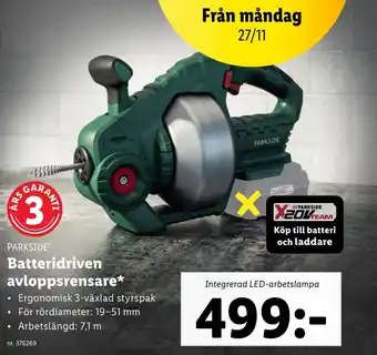 Lidl PARKSIDEⓇ Batteridriven avloppsrensare erbjuda