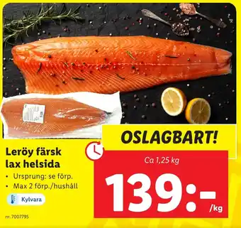 Leröy färsk lax helsida