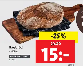 Lidl Rågbröd 600 g erbjuda