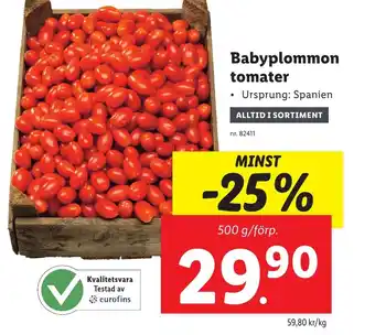 Lidl Babyplommon tomater erbjuda