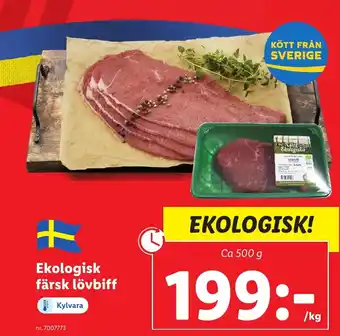 Lidl Ekologisk färsk lövbiff erbjuda