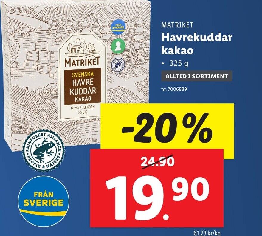 Lidl MATRIKET Havrekuddar kakao erbjuda