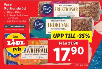 Lidl Fazer Portionsbröd 420g-480g erbjuda