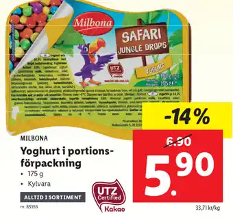Lidl Milbona Yoghurt i Portions-förpackning 175 g erbjuda