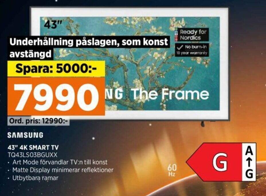 Power SAMSUNG 43" 4K SMART TV TQ43LS03BGUXX erbjuda
