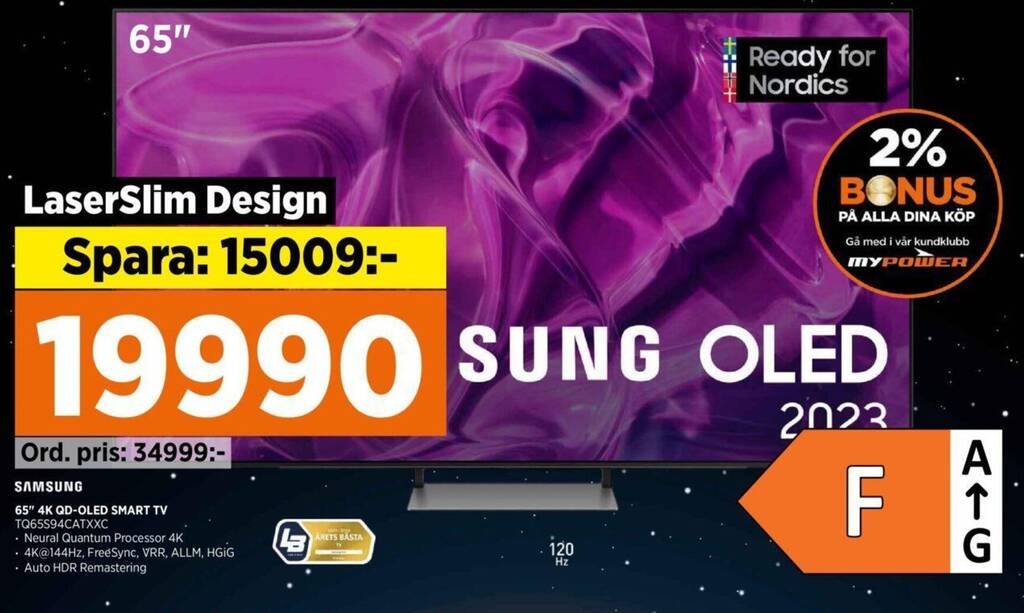 Power SAMSUNG 65" 4K QD-OLED SMART TV TQ65S94CATXXC erbjuda