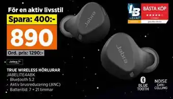 Power TRUE WIRELESS HÖRLURAR JABELITE4ABK erbjuda