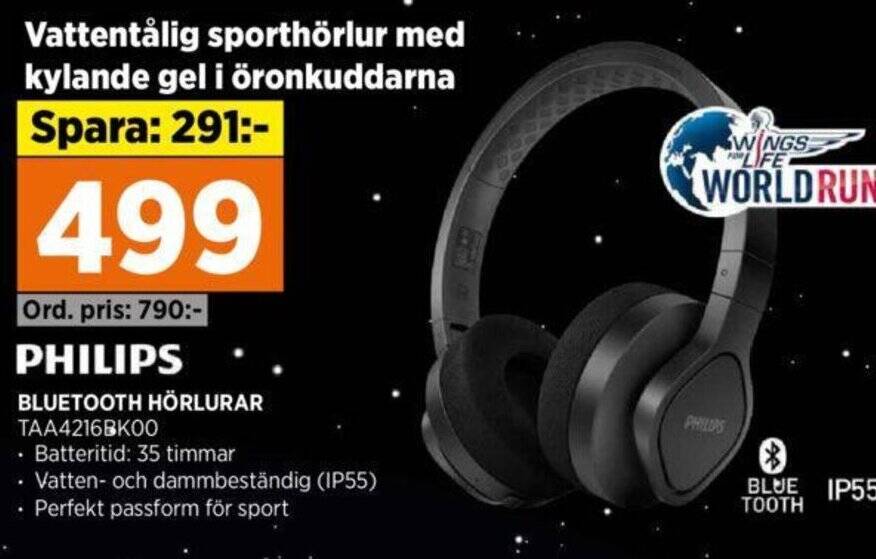 Power PHILIPS BLUETOOTH HÖRLURAR TAA4216BK00 erbjuda