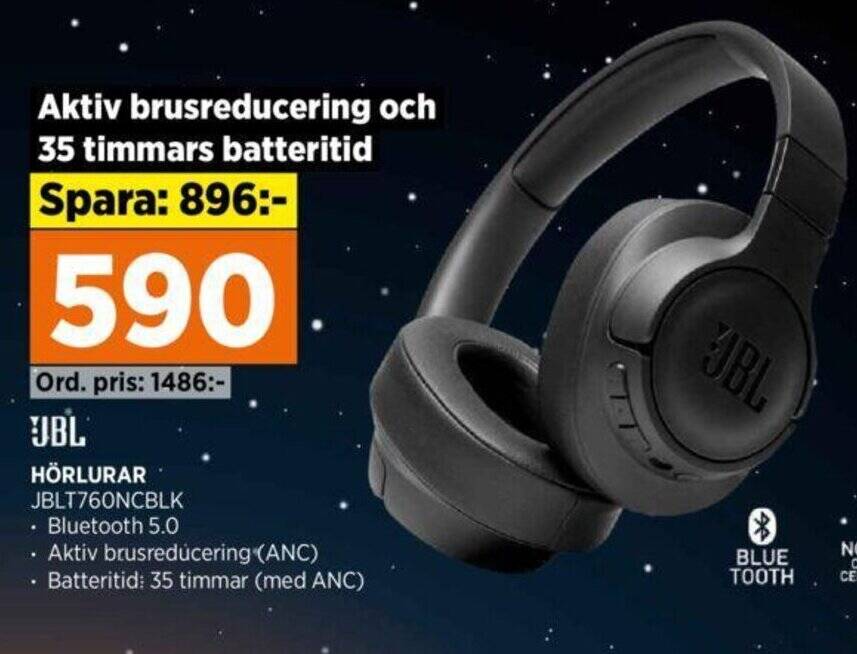 Power HÖRLURAR JBLT760NCBLK erbjuda
