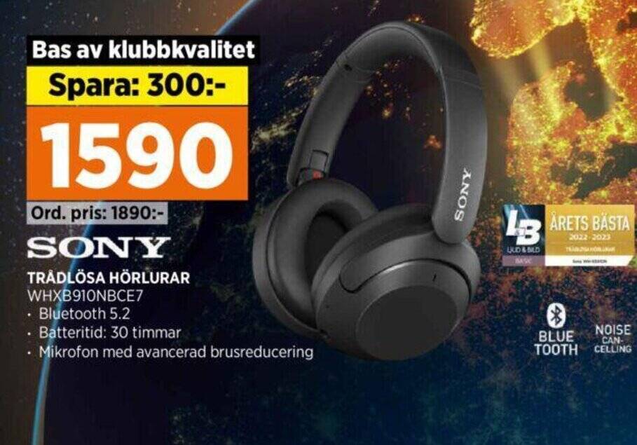 Power SONY TRÅDLÖSA HÖRLURAR WHXB910NBCE7 erbjuda