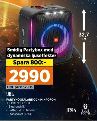 Power PARTYHÖGTALARE OCH MIKROFON JBLPBENCOREBK erbjuda