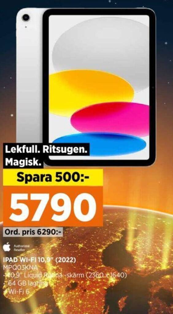 Power IPAD WI-FI 10,9" (2022) MPQ03KNA erbjuda