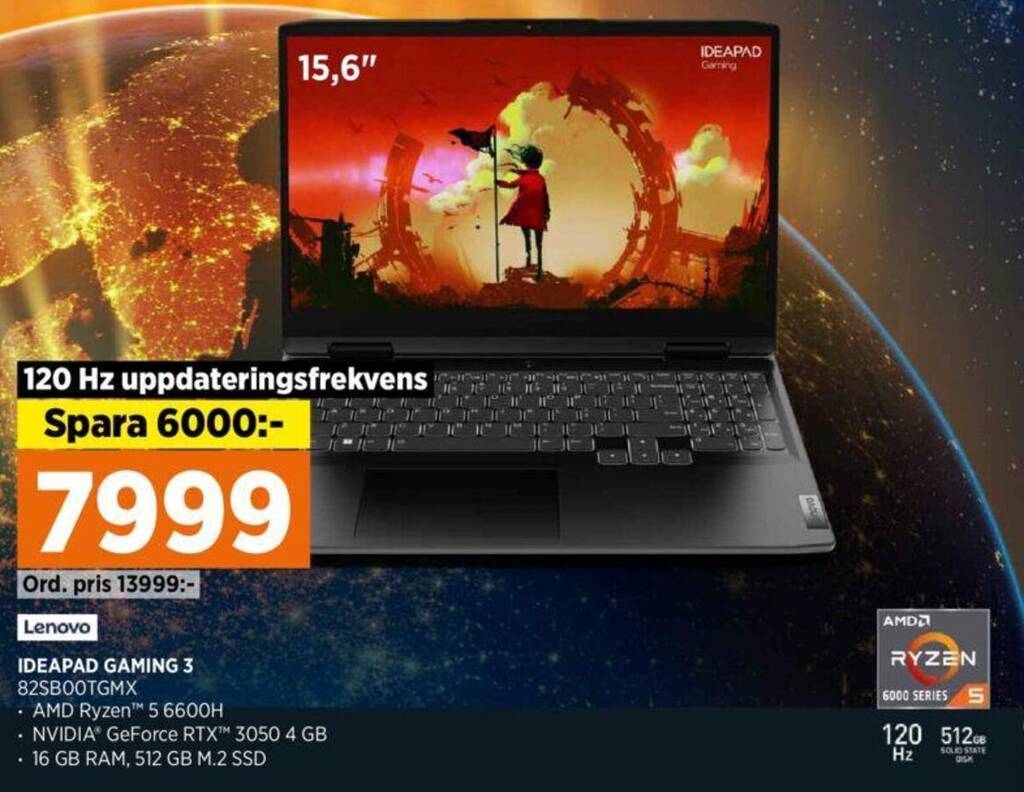 Power Lenovo IDEAPAD GAMING 3 82SB00TGMX erbjuda