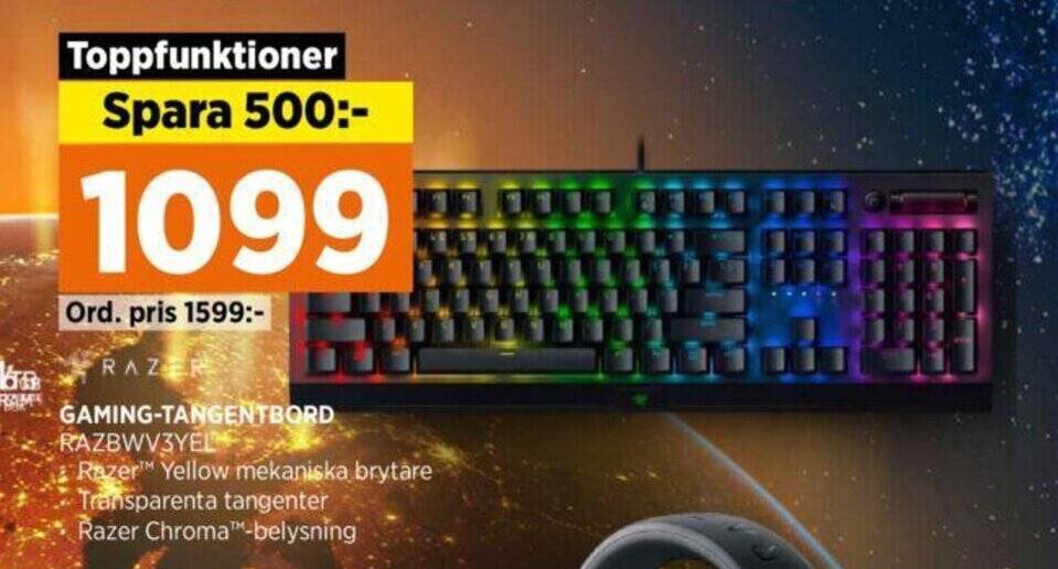 Power GAMING-TANGENTBORD RAZBWV3YEL erbjuda