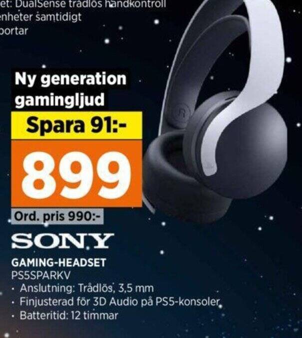 Power SONY GAMING-HEADSET PS5SPARKV erbjuda