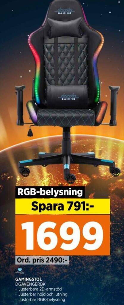 Power GAMINGSTOL DGAVENGERBK erbjuda